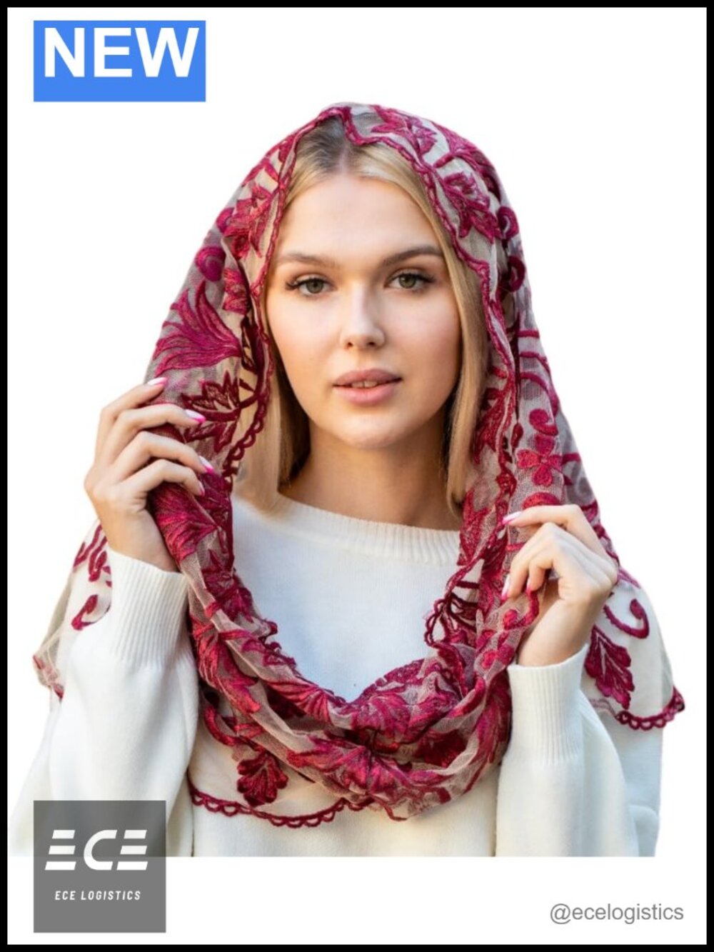 Handcrafted Lace Mantilla Veil Church Chapel Veil with Hair Comb